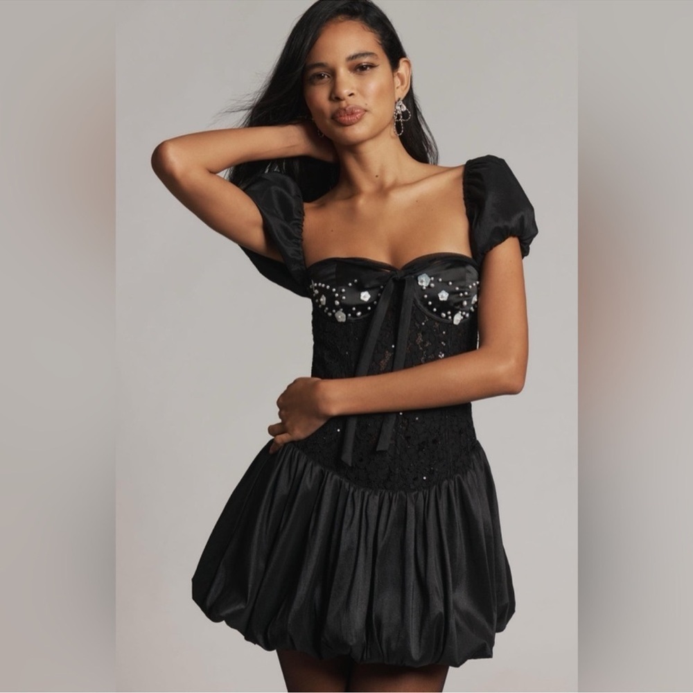 NWT! Anthropologie For Love & Lemons Bubble-Hem Mini Dress - Size XL